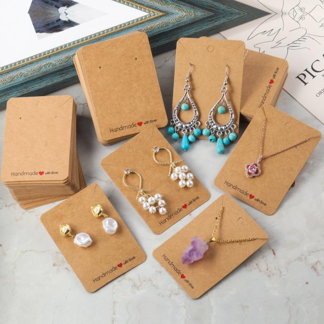 Handmade with love kraft paper earring necklace display card