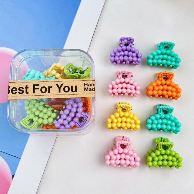 8pcs set Korean fashion candy color mini hair claw clips for kids