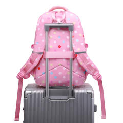 3pcs pink color polka dots school bag lunch bag for girls set