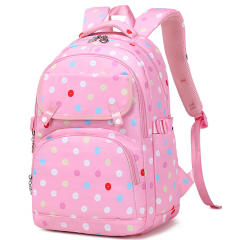 3pcs pink color polka dots school bag lunch bag for girls set