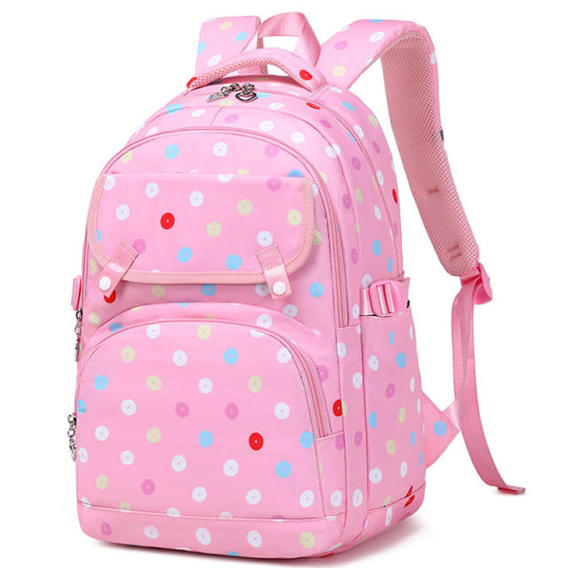 3pcs pink color polka dots school bag lunch bag for girls set