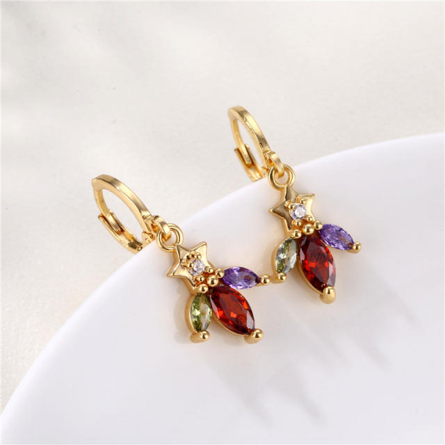 Elegant gold plated copper color cubic zircon huggie earrings