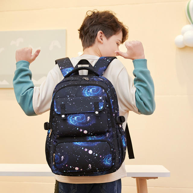 3pcs set Starry sky large storage school book bag lunch bag pencil bag for boy