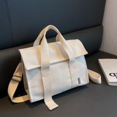 Korean fashion plain color canvas handbag