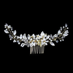 Delicate crystal bead pearl flower wedding bridal hair combs