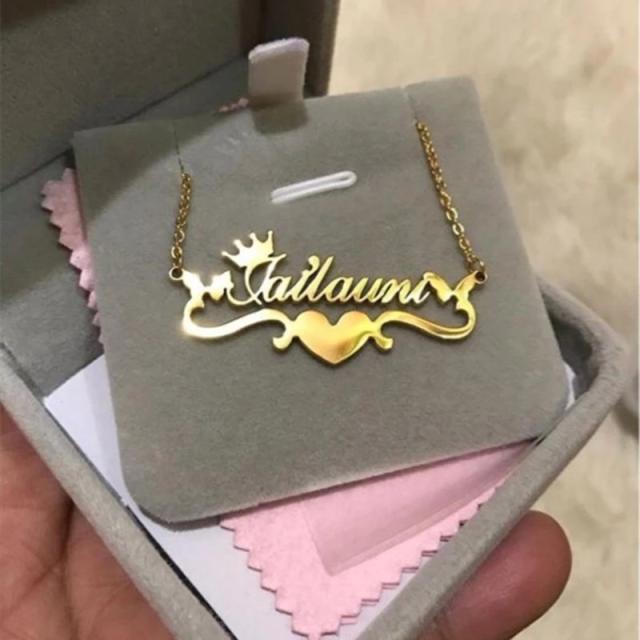Personality heart ribbon custom name necklace