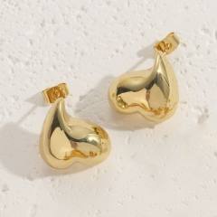 14KG chunky heart copper studs earrings