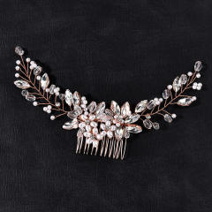 Delicate crystal bead pearl flower wedding bridal hair combs