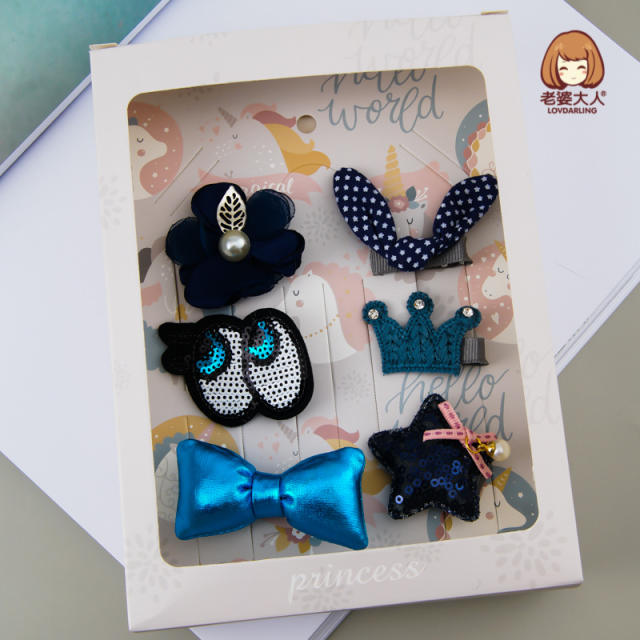 Hot sale girls hair clips hair ties set with gift box