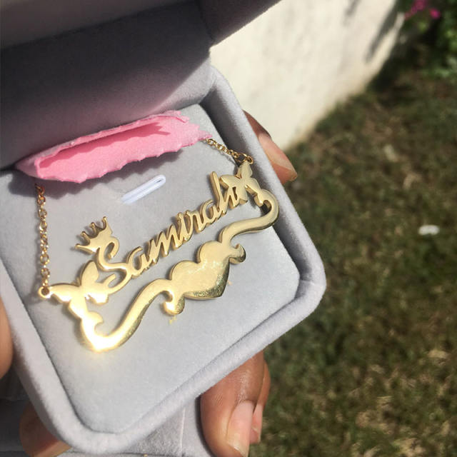 Personality heart ribbon custom name necklace