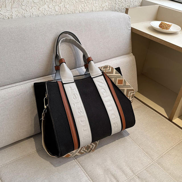 Color matching canvas large storage tote bag