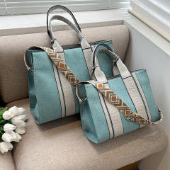Color matching canvas large storage tote bag