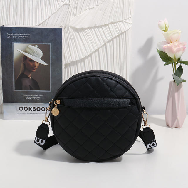 Cute round shape quilted PU leather crossbody bag