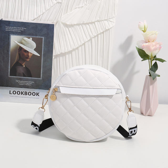 Cute round shape quilted PU leather crossbody bag