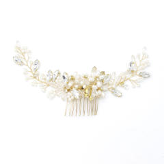 Delicate crystal bead pearl flower wedding bridal hair combs