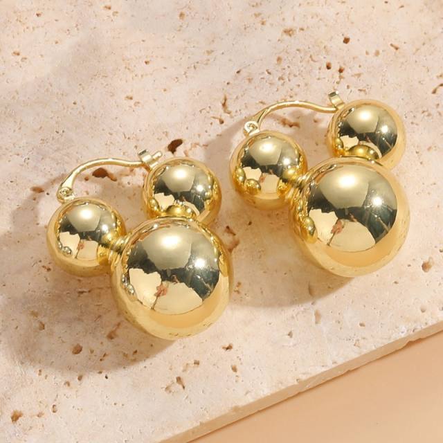 14KG copper chunky ball huggie earrings