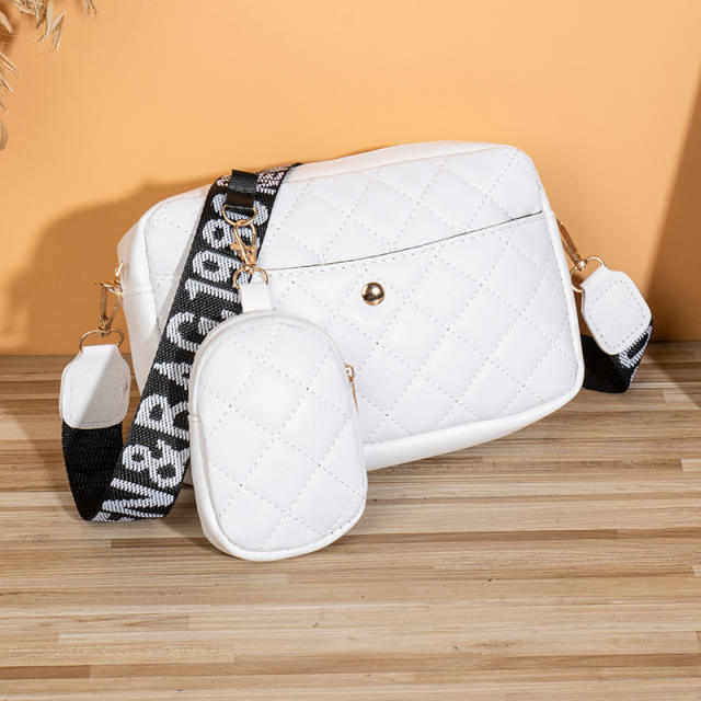 Casual quilted pattern PU leather crossbody bag