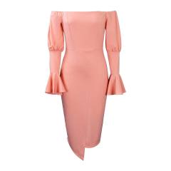 Sexy off shoulder pagoda sleeve bodycon dress