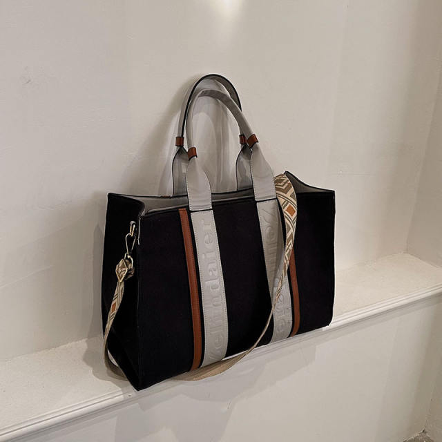 Color matching canvas large storage tote bag