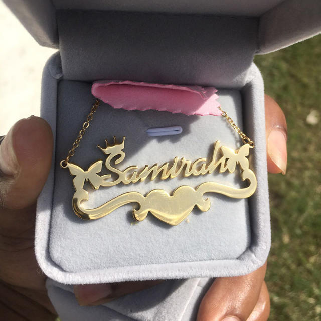 Personality heart ribbon custom name necklace