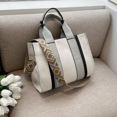 Color matching canvas large storage tote bag