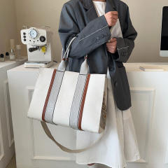 Color matching canvas large storage tote bag