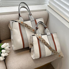 Color matching canvas large storage tote bag