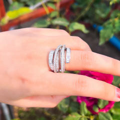 Luxury pave setting cubic zircon chunky rings