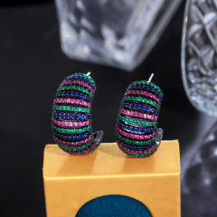 925 needle pave setting cubic zircon chunky earrings