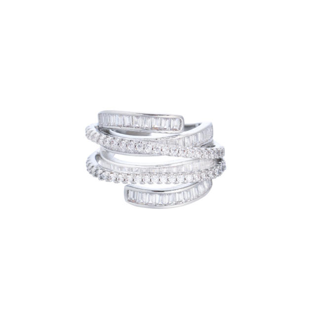 Luxury pave setting cubic zircon chunky rings