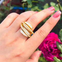 Luxury pave setting cubic zircon chunky rings