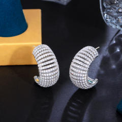 925 needle pave setting cubic zircon chunky earrings