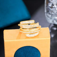 Luxury pave setting cubic zircon chunky rings
