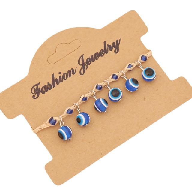 Boho blue eye evil eye bead braid bracelet