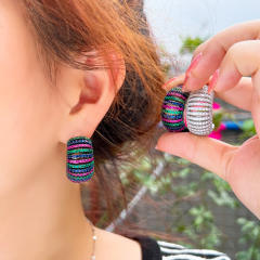 925 needle pave setting cubic zircon chunky earrings
