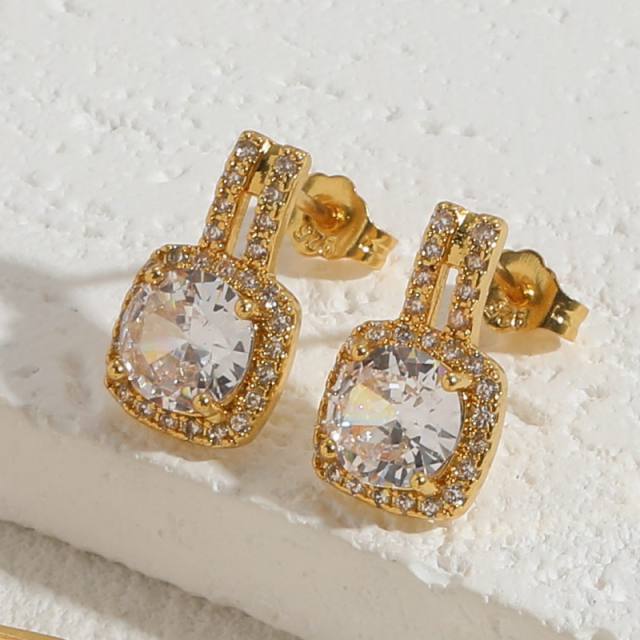 14KG copper diamond butterfly hoop copper earrings