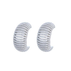 925 needle pave setting cubic zircon chunky earrings