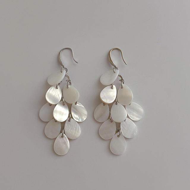 Holiday trend shell tassel geometric dangle earrings