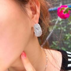 925 needle pave setting cubic zircon chunky earrings