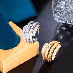 Luxury pave setting cubic zircon chunky rings