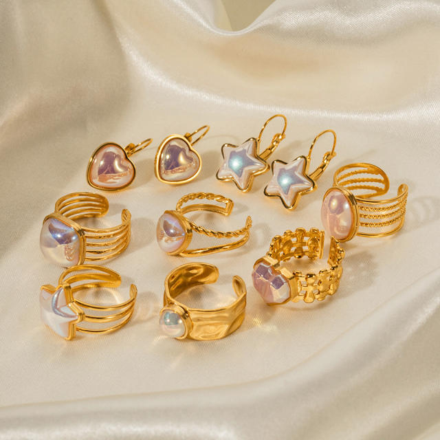 Personality pearl stainless steel rings earrings
