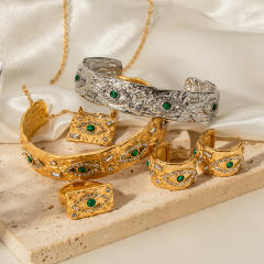 Vintage evil eye series stainless steel necklace rings bangle