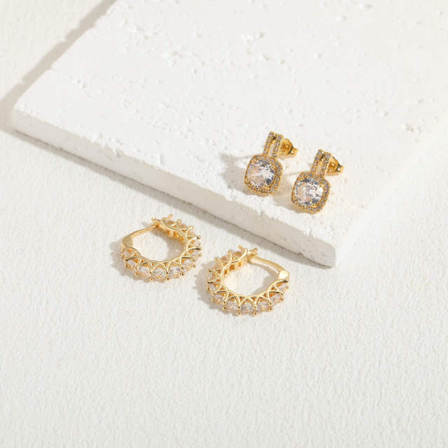 14KG copper diamond butterfly hoop copper earrings