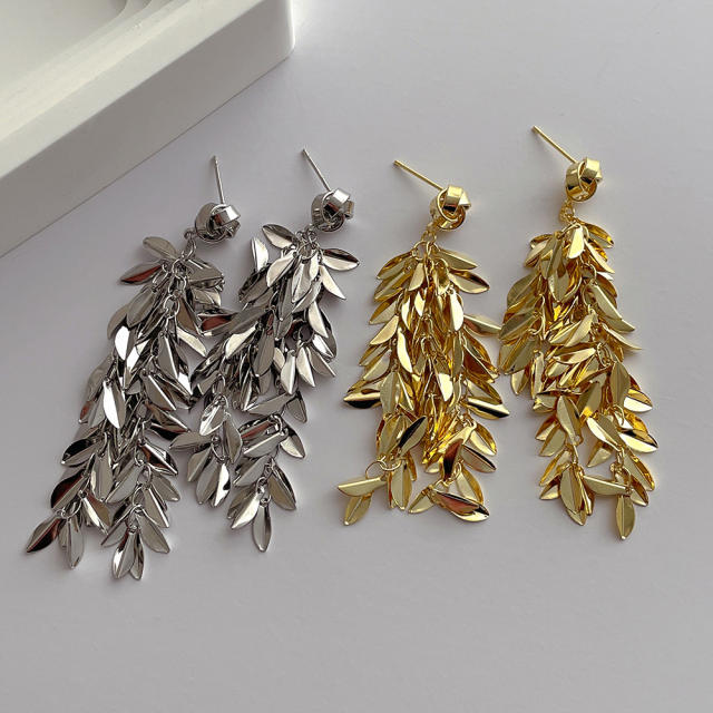 Korean fashion chunky wheat tassel copper earrings