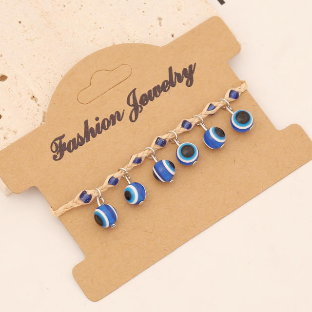 Boho blue eye evil eye bead braid bracelet