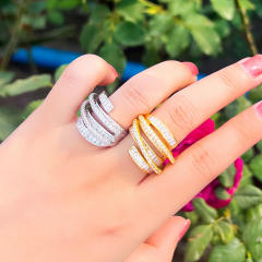 Luxury pave setting cubic zircon chunky rings