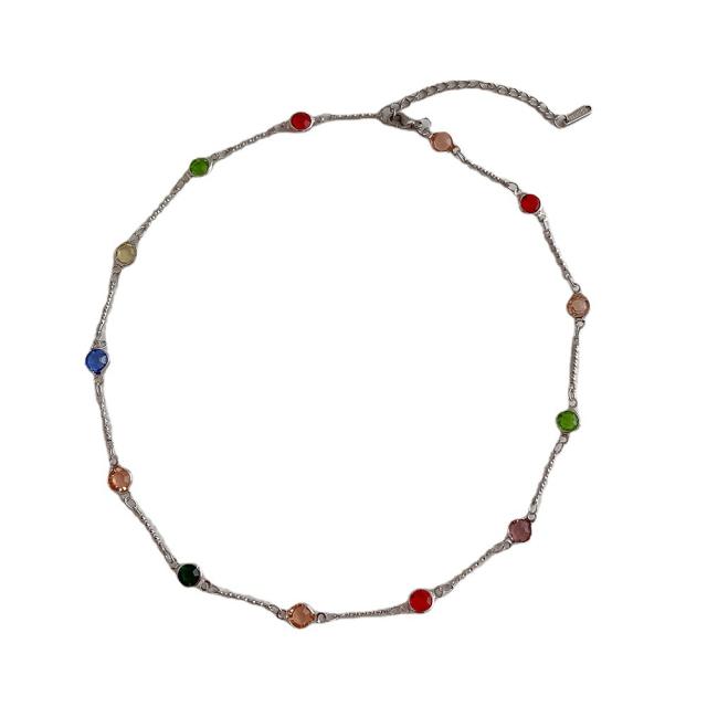 Rainbow cubic zircon chic choker necklace