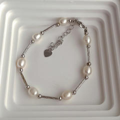Korean fashion baroque pearl stainless steel bracelet