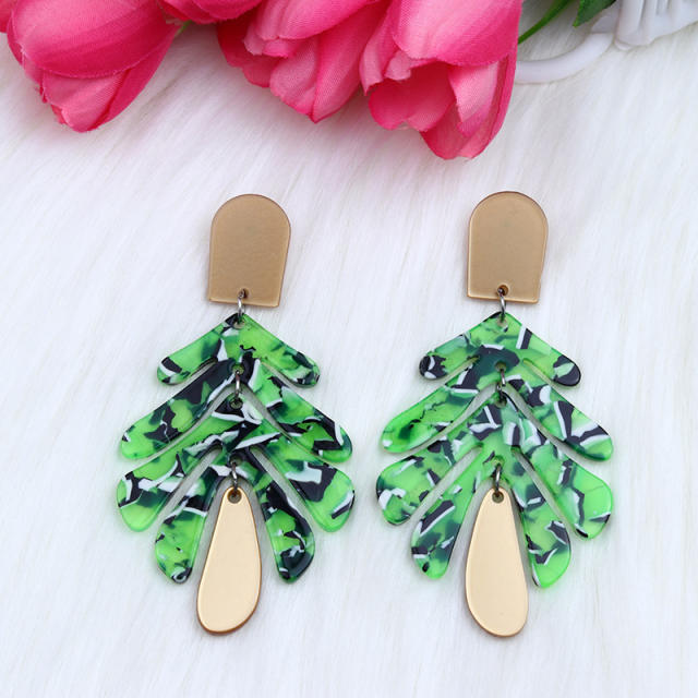 Holiday trend palm leaf acrylic earrings