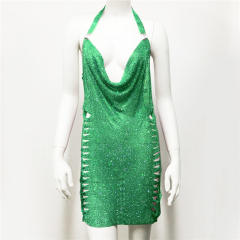 Sexy shining halter neck short dress party dress